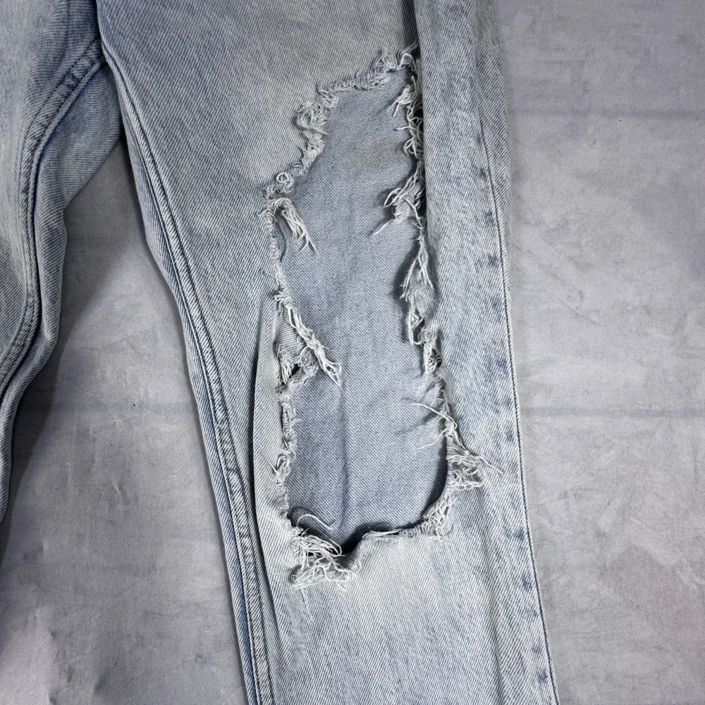 Aeropostale‎ Womens Mom Jeans Light Blue Washed Denim Casual Ripped Distressed 4